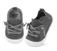 JIASUQI Baby Boys Girls Shoes Wide Barefoot First Walking Shoes Soft Infant Sneakers Toddler Lightweight Sock Shoes(Darkgrey 110,6-12Months)