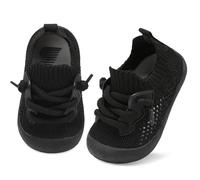 JIASUQI Baby Boys Girls Shoes Wide Barefoot First Walking Shoes Soft Infant Sneakers Toddler Lightweight Sock Shoes(Black 128,18-24Months)