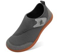 JIASUQI Mens Wide Diabetic Shoes Barefoot Breathable Walking Shoes Adjustable Zero Drop Sneakers for Wide Width Arthritis Edema Feet(Dark Grey 47,11 UK)