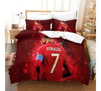 JiaTexJourney Cristiano Ronaldo Duvet Cover Set 3 PCS Hotel Quality Quilt Cover Bedding Set Bed Covers with Pillowcases with Zipper Closure Hypoallergenic Soft Breathable Microfiber Double(200x200cm)