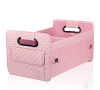 JiatuA Car Trunk Organizer for SUV, Car Storage Organizer Collapsible Multi Compartment Container Box, Adjustable Car Accessories for Women/Men, Pink