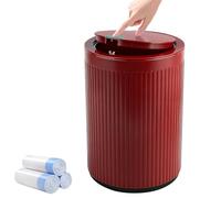 JiatuA Small Bathroom Trash Can with Lid, 2.1 Gallon Garbage Can with Pop-Up Lid Trash Bin Round Wastebasket for Kitchen Bedroom Office Living Room Toilet College Dorm, Red