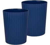 JiatuA Small Trash Can Plastic Wastebasket Round Garbage Container Bin for Bathroom, Kitchen, Bedroom, Home Office, College Dorm, Navy Blue 2 Pack