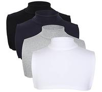 JiaUfmi 4 Pcs Fake Turtleneck Dickey Detachable Collars 16 Inch Half Top Mock Blouse Collar for Women Men, Navy Blue, White, Gray and Black