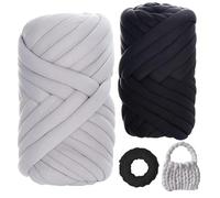Jiavlyx Pack of 2 thick wool yarn, 500 g bulky hand knitting yarn, 25 mm coarse Icelandic wool, wool for hand knitting, hand knitting yarn, bulky textile yarn, for bags, pet nests, DIY crafts