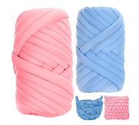 Jiavlyx Pack of 2 thick wool yarn, 500 g bulky hand knitting yarn, 25 mm coarse Icelandic wool, wool for hand knitting, hand knitting yarn, bulky textile yarn, for bags, pet nests, DIY crafts