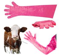 Jiavlyx Pack of 50 Long Sleeve Veterinary Gloves, 90 cm Veterinary Gloves, Extra Long Cuff, Gloves for Livestock Insemination, Disposable Soft Plastic Film Gloves, Extremely Stretchy Disposable Gloves