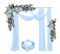 Jiavlyx Wedding Arch Curtain 800 x 75 cm Wedding Arch Curtain Valance with 45 m Satin Ribbon, Wedding Arch Curtains Decoration, for Living Room, Wedding Party, Ceremony, Stage Decoration