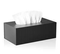 JiaWei Foldable Tissue Box Holder Rectangular 23.5x12x7.8 cm, Tissue Box with Magnetic Cover & Embossed Design, Made of 1600 g/m² Extra Sturdy Cardboard - Black