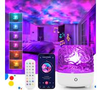 JIAWEN Galaxy Projector Light with Bluetooth Speaker, 36 Lighting Modes Star Night Light for Bedroom, Rechargeable Ocean Wave Projector, Sensory Night Light for Kids, Adults, Home Theater Decor