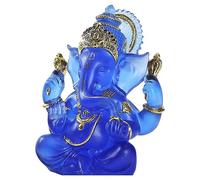 Jiawinng Ganesha Statues, Idol Elephant God Statue, Glass Sculpture Buddha Figurine Decoration 7 Inch for Home Decoration Gift for Hindu God Statue Lovers,Blue