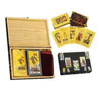 Jiawinng Tarot Cards Deck, Water Proof with Guidebook Divination Oracle 80 Cards, Fortune Telling Game Set for Family Reunion Beginners Expert Readers for Christmas Birthday, Black