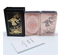 Jiawinng Tarot Cards Deck, Water Proof with Guidebook Divination Oracle 80 Cards, Fortune Telling Game Set for Family Reunion Beginners Expert Readers for Christmas Birthday, Pink