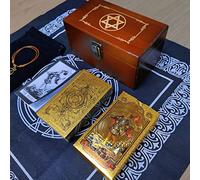 Jiawinng Tarot Deck, PVC Waterproof Cards with Guide Divination, Destiny Game Suit Is A Christmas Birthday Gift for Beginner Experts Readers,Black
