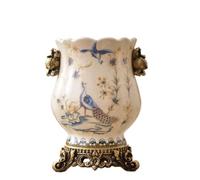 Jiawinng Vase Ceramic Tall Floor Vase Chinese Flower Vase for Art Home Décor Japanese Vase Shelf 8.3 Inch,Sophisticated Vessel for Decorative Branches And Dried Flower,Blue