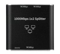 Jiawu 1 to 2 Gigabit Ethernet Splitter 1000Mbps RJ45 Internet Splitter for IPTV Router PC Aluminum Alloy Material