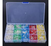 Jiawu 1000pcs Assorted 3mm LED Light Emitting Diode Kit - Red Yellow Blue Green White, Pre-Wired, for Projects Science Experiments Car Decorations