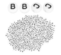 Jiawu 1000Pcs White Acrylic Alphabet Beads, Black Letters