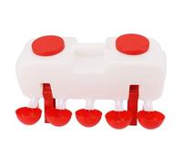 Jiawu 10L Chicken Waterer, Semi Automatic Poultry Water Feeder with 10 Drinking Bowls, Polypropylene Chicken Coop Accessories for Ducks Geese Turkeys