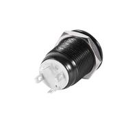 Jiawu 12mm LED Momentary Push Button Switch, Black Metal Case 2A (white)