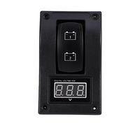 Jiawu 12V Marine Boat Voltmeter Dual Battery Test Panel LED Rocker Switch ON Off ON with Green Indicator