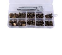 Jiawu 15mm Antique Brass Snap Fasteners 30 Sets, Popper Press Stud Buttons with Fixing Tool Kit for Leather Craft Clothing Handbags Jackets Jeans Sewing
