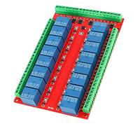 Jiawu 16 Channel Relay Module, 5V 12V 24V Isolated High/Low Level Actuator Interface Board, 16 Channel Relay Board with Optocoupler Protection for PLC Smart Home Automation (DC5V)