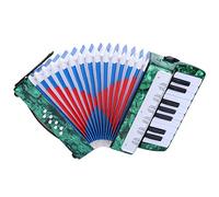 Jiawu 17 Key Accordion, Lightweight ABS Construction with 8 Bass Buttons Design, Beginner Accordion with Adjustable Strap for Children Students (Green)