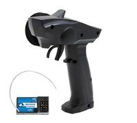 Jiawu 2.4GHz 4CH RC Transmitter Receiver for Car Boat, RACING Radio Remote Controller with Pistol Grip, Steering Wheel, Trim & Dual Rate Adjustment, LED Indicator, Low Battery