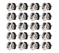 Jiawu 20Pcs Guitar Strap Button Set Metal End Peg Stainless Steel Silver for Bass Ukulele Electric Guitar with Screws Washers