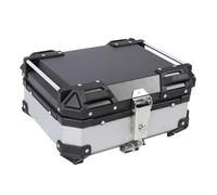 Jiawu 25L Motorcycle Top Box Aluminum Alloy Water Resistant Arrow Storage Case Rear Top Case with Safety Lock Universal Helmet Luggage Storage Tail Box (Silver)