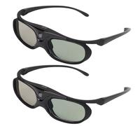 Jiawu 2Pcs 144Hz 3D Active Shutter Glasses DLP Link LCD Lens for DLP Projectors, Black, Lightweight, Compatible with Vivitek