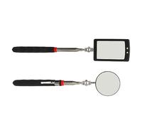 Jiawu 2Pcs Telescoping Inspection Mirror Set LED Lighted with Flexible Retractable Pickup Tools, Round Square for Narrow Spaces, Car Inspection