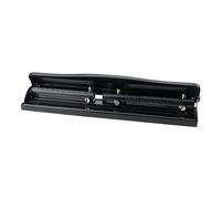 Jiawu 3 Hole Puncher, 7mm Diameter Adjustable Spacing Metal Hole Punch with Paper Scrap Box for A4 Paper Office Home