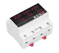 Jiawu 3 Phase Undervoltage Protector DIN Rail Adjustable Overcurrent AC120V-300V 63A Overvoltage Protector with Digital Display, 3 Phase Wire 4 Wire Automatic Reset