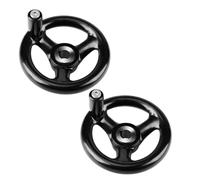 Jiawu 3 Spoke Handwheel, Round Hand Wheel 12 X 100mm with Removable Handle for Lathe Milling Machine, Engineering Plastic Round Three Handwheel for Lathe Accessories, 2 Sets