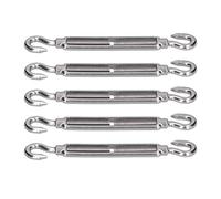 Jiawu 304 Stainless Steel Turnbuckle Hook and Hook Wire Rope Tension 5Pcs Shade Sail Hardware M4 M5 M6 M10 30-300kg (M10)