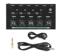 Jiawu 4 Channel Mixer, Mini Audio Mixer, 4 Stereo Sound Mixing Console, Low Noise USB Stereo Mixing Tool for Small Clubs, Recording, Live Streaming, Podcasting