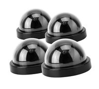 Jiawu 4 Pack Fake Security Camera Dummy CCTV Dome Simulation Surveillance Camera with Flashing LED Light Outdoor Indoor for Home Office Store Warehouse (Black)