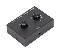 Jiawu 4 Ports 3.5mm Stereo Passive Switcher, Passive Design No Power Required 4 Way 3.5mm Stereo, Port Switcher Box with Aluminum Alloy Housing for Mobile Phones Laptops