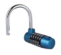 Jiawu 5 Digit Combination Lock, Zinc Alloy Weatherproof Resettable Code Padlock, U Shaped Password Lock with Compact Design for Suitcase, Luggage, Locker, Cabinet, Door, Home, Office (Blue)