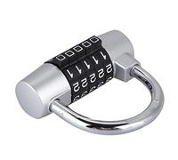 Jiawu 5 Digit Combination Lock, Zinc Alloy Weatherproof Resettable Code Padlock, U Shaped Password Lock with Compact Design for Suitcase, Luggage, Locker, Cabinet, Door, Home, Office (Silver)