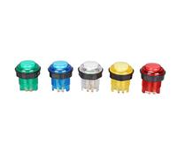 Jiawu 5 Pcs Push Buttons 28mm LED Illuminated - Plug & Play for Game Machine, Wood Console, Metal Panel - Red, Yellow, Green, White, Blue (12V)