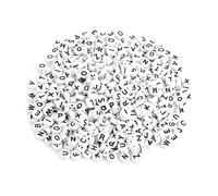 Jiawu 500 Acrylic Letter Beads A-Z, White with Black Letters