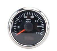 Jiawu 52mm 7000RPM Tachometer with Hourmeter, 7 Color Backlight RPM Gauge, Adjustable Speed Ratio, Dual Function Speedometer and Hour Meter, Suitable for Car Truck RV Boat (Black Dial Silver Cover