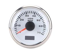 Jiawu 52mm 7000RPM Tachometer with Hourmeter, 7 Color Backlight RPM Gauge, Adjustable Speed Ratio, Dual Function Speedometer and Hour Meter, Suitable for Car Truck RV Boat (White Dial Silver Cover