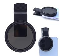 Jiawu 52mm Clip-on ND2-400 Phone Camera Lens Filter Kit, Phone Lens ND Filters Kit, Adjustable Neutral Density Filter Compatible for 15 14 13 Smartphones