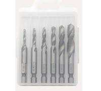 Jiawu 6Pcs Threaded Drill Taps High Speed Steel, Composite Thread Tapping Tool for Drilling, Spiral Flute Chip Clearing, Easy Operation for Cutting and Repairing Threads (Long Type)