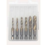 Jiawu 6Pcs Threaded Drill Taps High Speed Steel, Composite Thread Tapping Tool for Drilling, Spiral Flute Chip Clearing, Easy Operation for Cutting and Repairing Threads (Short Type)