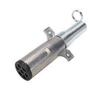 Jiawu 7 Pin Round Trailer Connector, Heavy Duty Aluminum 7 Way Trailer Plug with Extended Spring, Universal Compatibility Pin Plug for Semi Truck Tractor Trailers RV